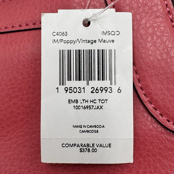 Coach C4063 Tote With Horse And Carriage IM Poppy Vintage Mauve Leather New $378 - Picture 3 of 7